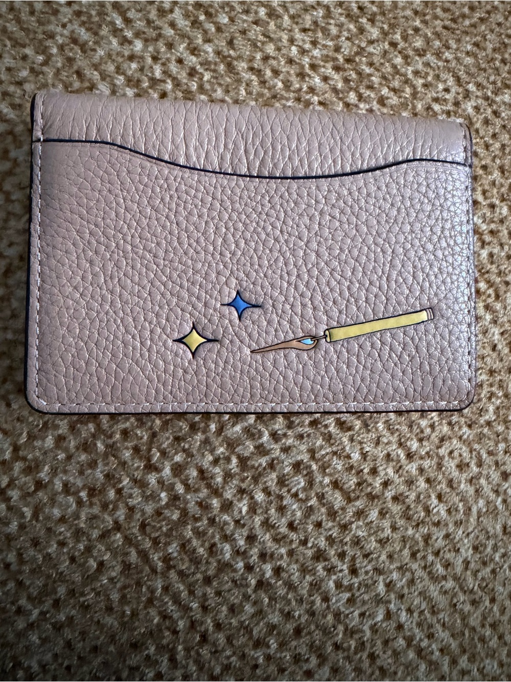 Coach Metallic Tan Pebbled Wallet with Star Motif - Picture 2 of 3